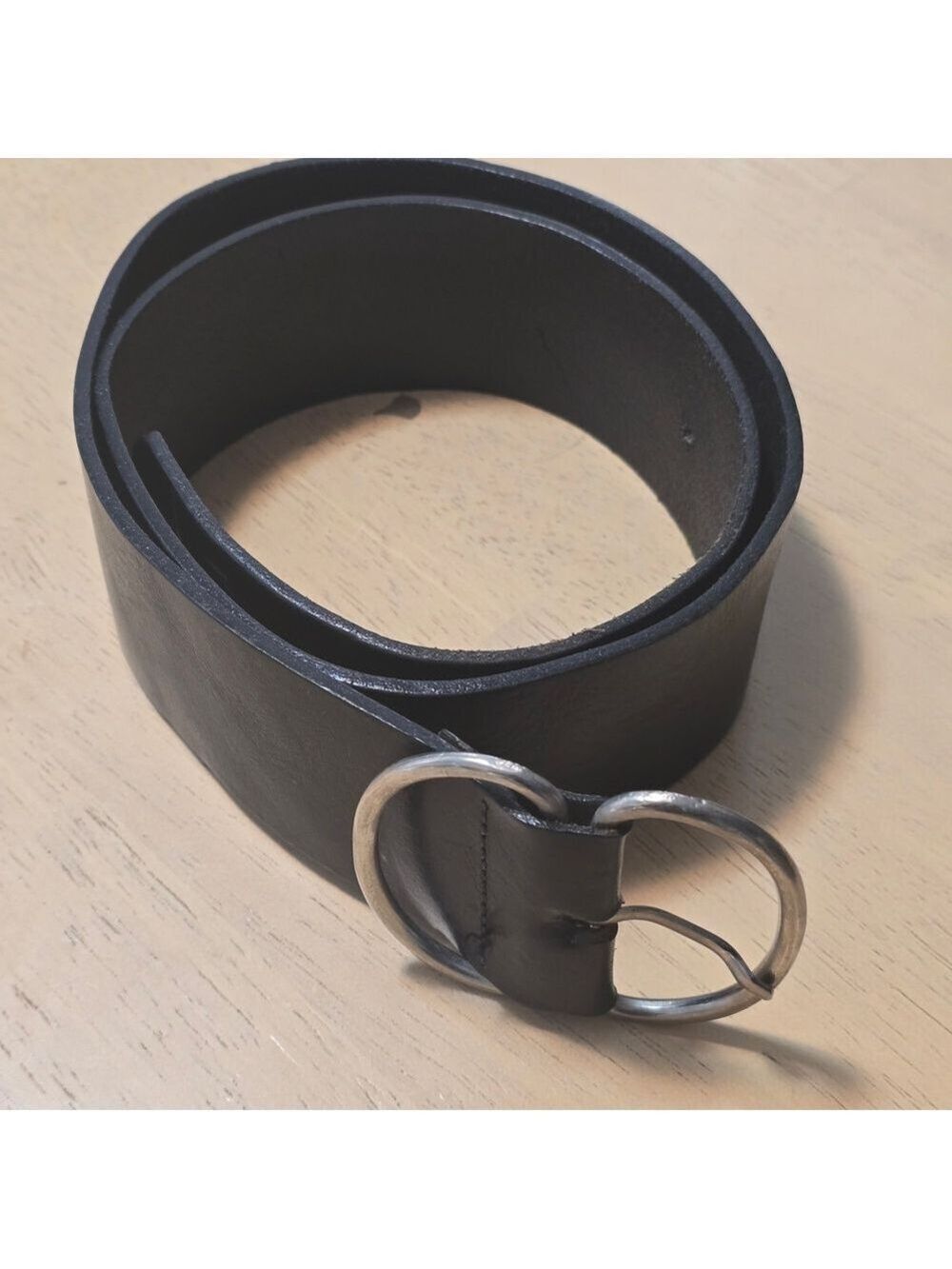 le chateau Black Leather Double-Ring Belt
